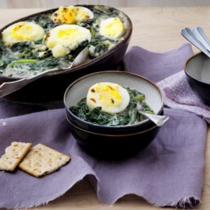 Oeufs bio à la florentine, blé.