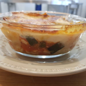 Parmentier de lieu noir, brocoli et chou fleur.