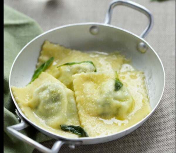 Raviolis aux légumes, saucisse à l'italienne.